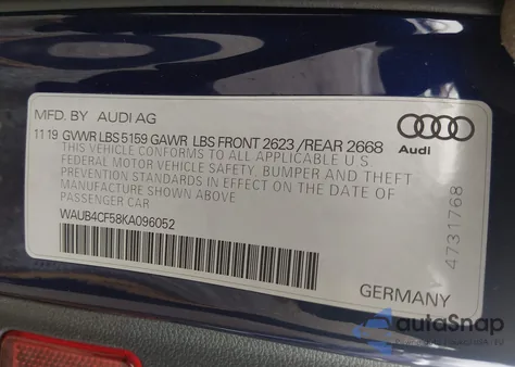 2019 Audi S5 3.0T Premium z USA, uszkodzony, nr VIN WAUB4CF58KA096052